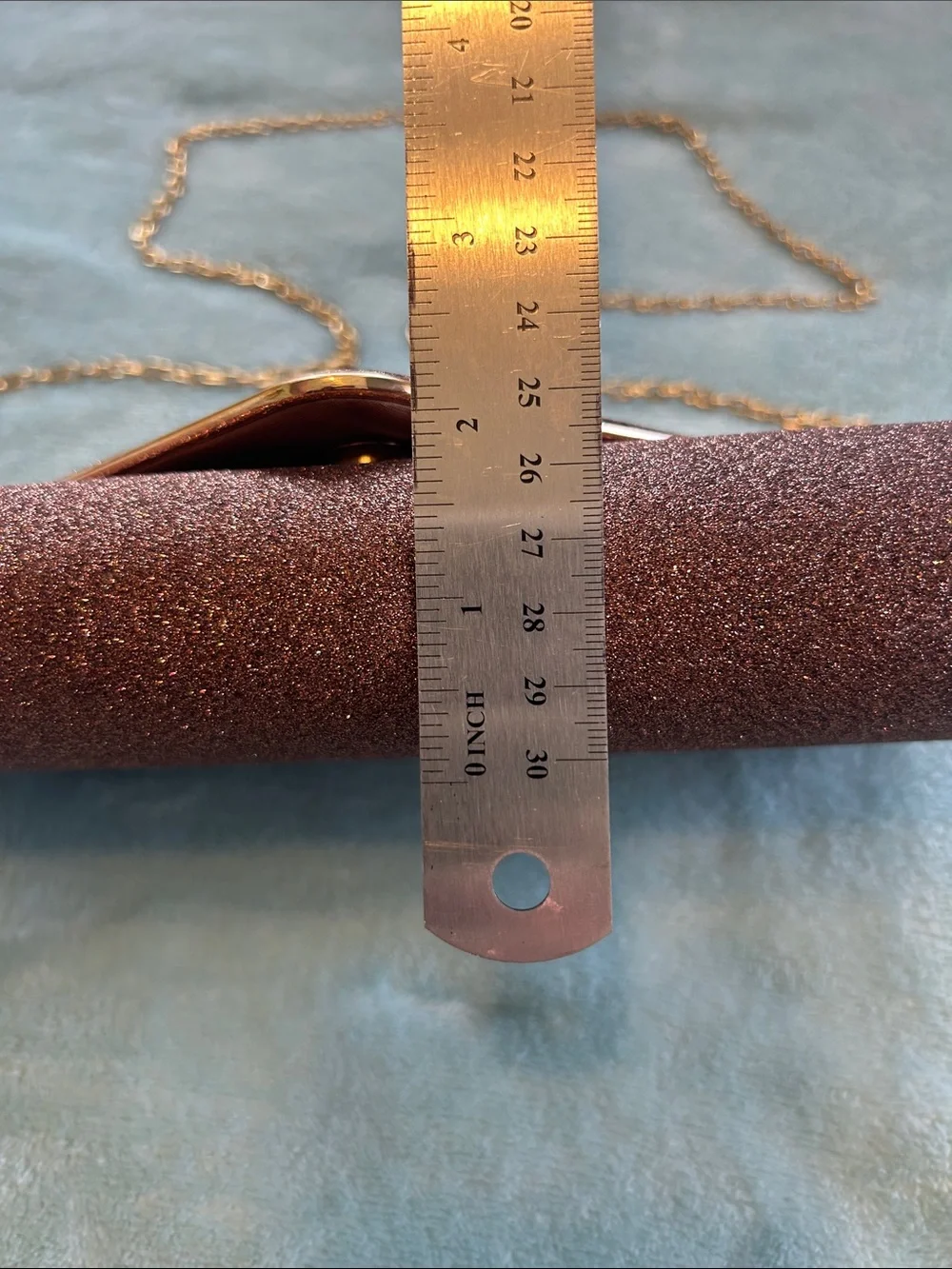 Glitter Envelope Clutch/Crossbody — Sparkling Bronze with Gold Trim